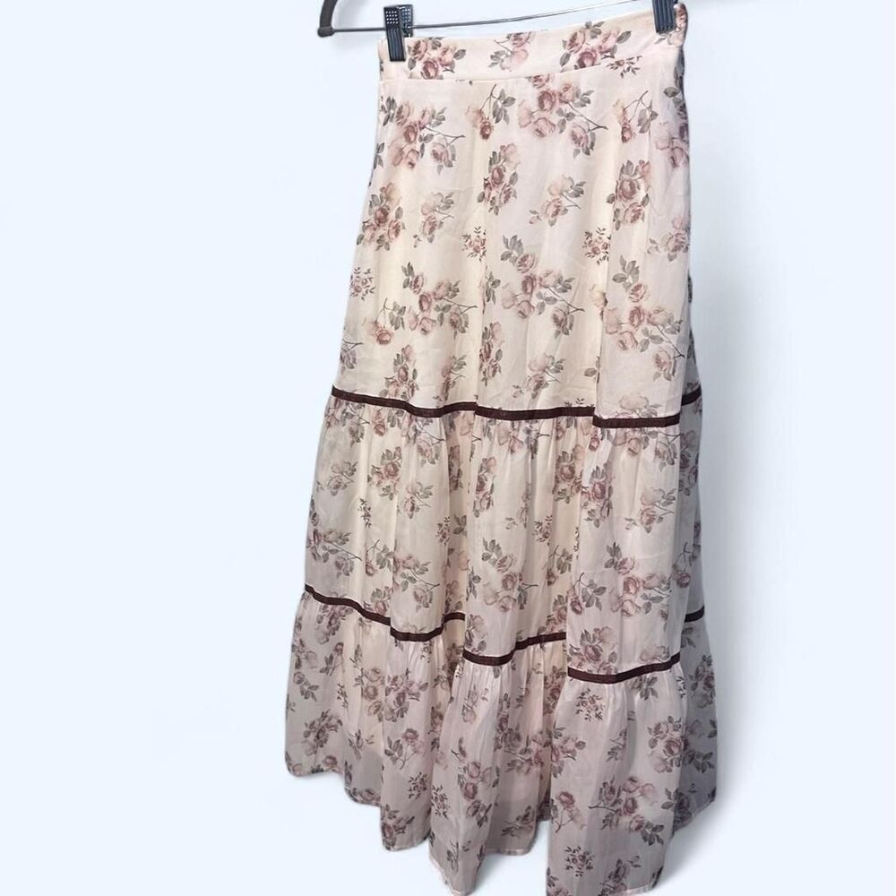 böhme Tiered Maxi Flowy Coquette Prairie Pastoral Skirt Size XS